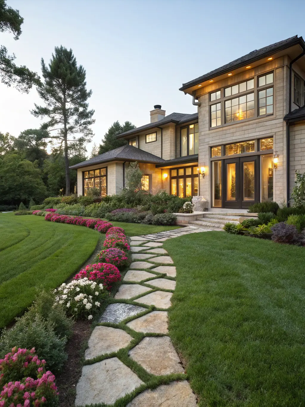 A modern house exterior at sunset, showcasing residential real estate expertise of Aman Cheema Law Corporation.