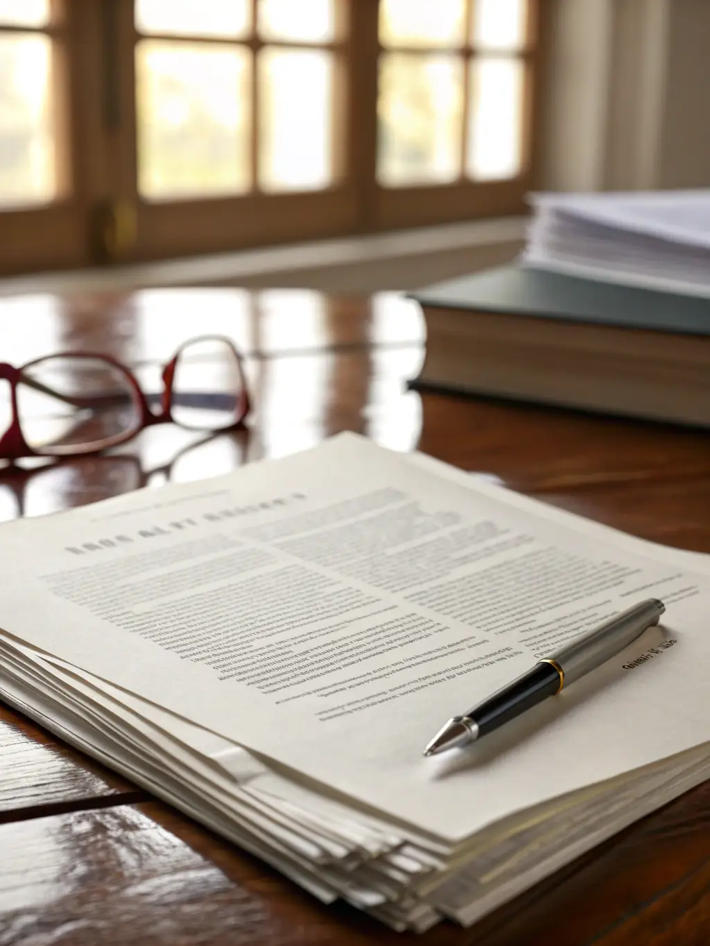 A blurred image of various properties, such as houses and cars, symbolizing property offences, with a focus on legal documents, representing Aman Cheema Law Corporation's handling of such cases.
