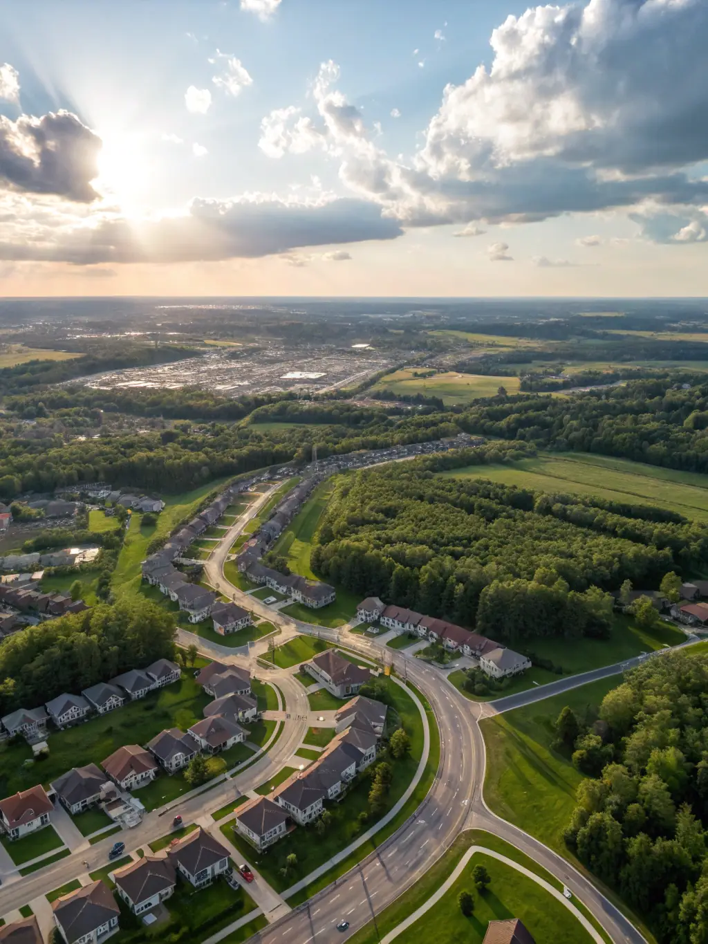 An aerial view of a new housing development, illustrating Aman Cheema Law Corporation's involvement in development projects.